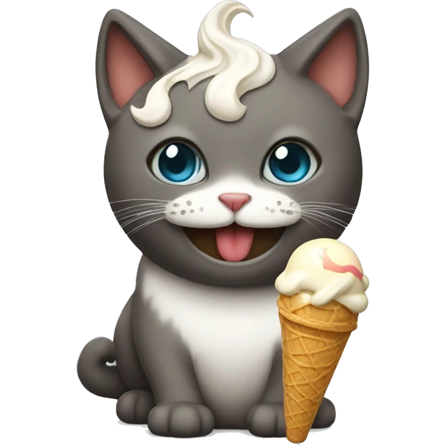 Cat whit ice cream emoji