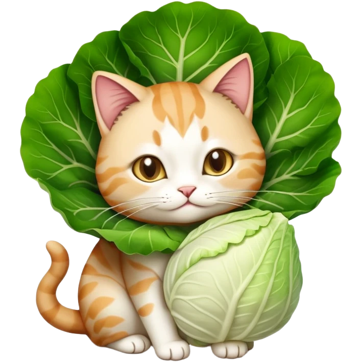 creat a emoji  ehere cat wearing  a cabage  and it shows ki  mai bandha ghbi hoo  emoji