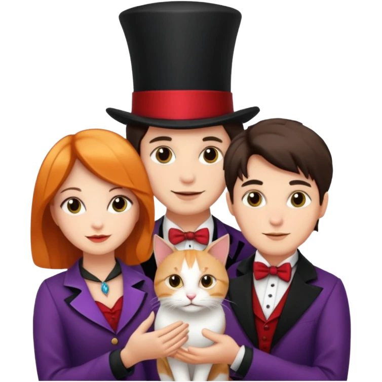 magician couple and their pet cat emoji