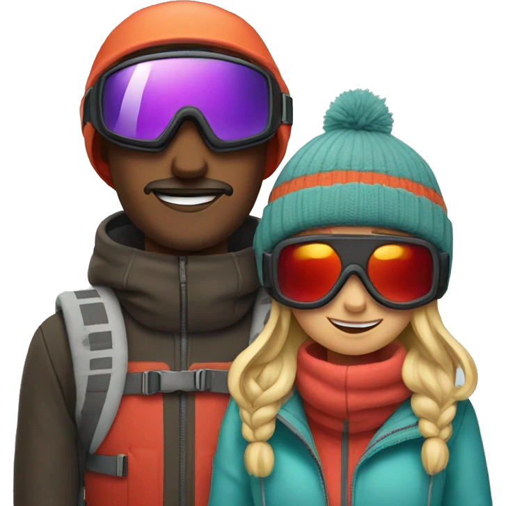 Couple with ski goggles and beanie  emoji