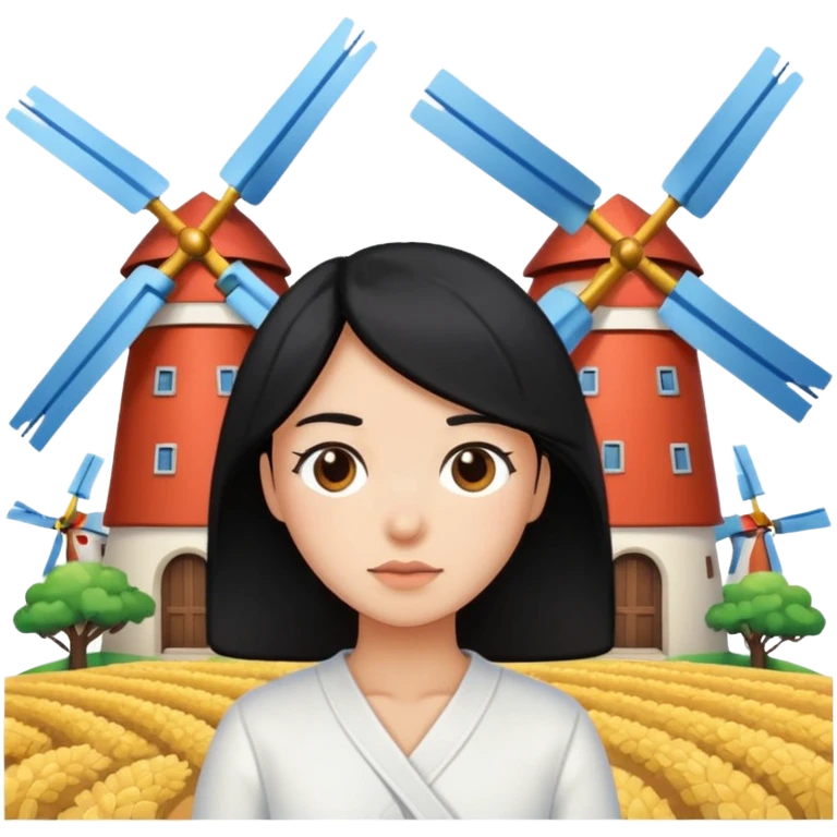 Black Hair People with  Windmills emoji