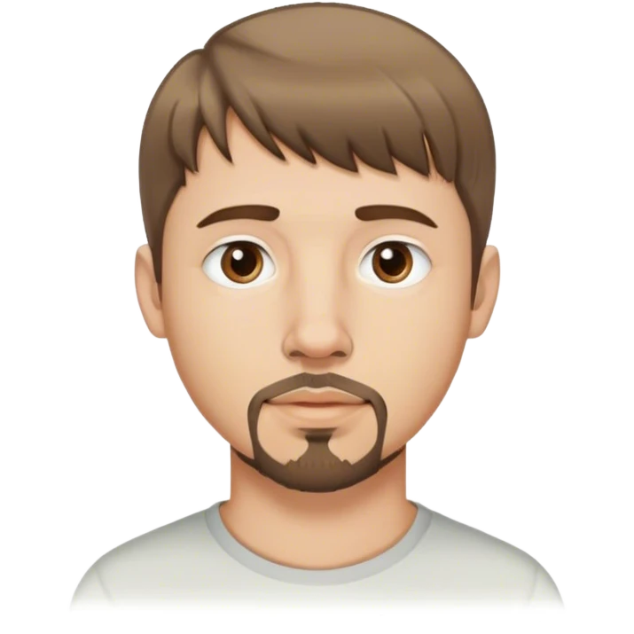  white male, short medium brown colored hair with bangs and goatee, nose and lip piercing emoji