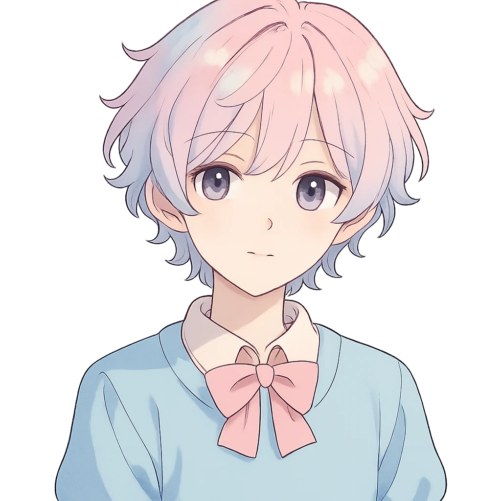 anime-style femboy character with soft features and pastel colors emoji