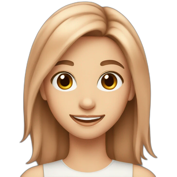 girl smiling brown hair peach skin emoji