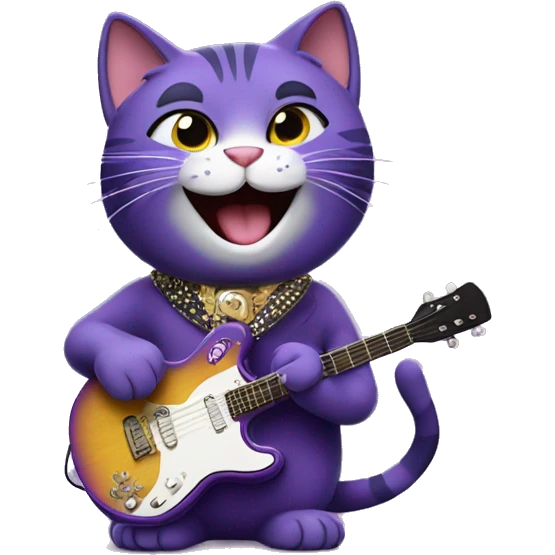 purple cat singing, cat in Elvis presley costume emoji