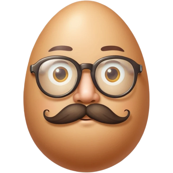 uovo con baffi e occhialino epoca emoji
