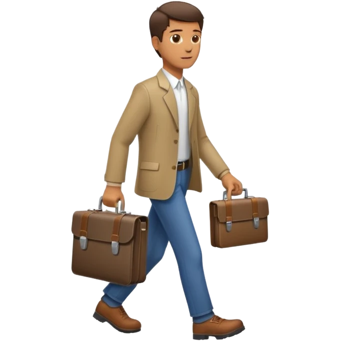 side profile of man walking with wrench in one hand and briefcase in the other emoji