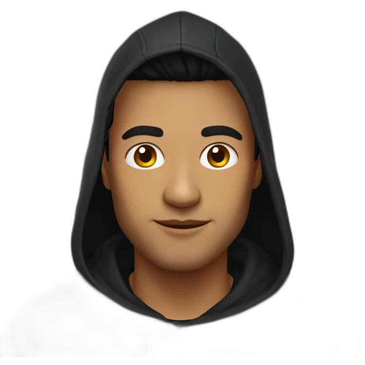 Developer with a black hoodies and the hood on this head  emoji