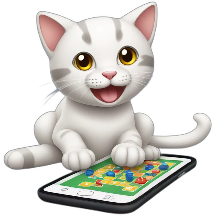 Cat playing game on mobile emoji