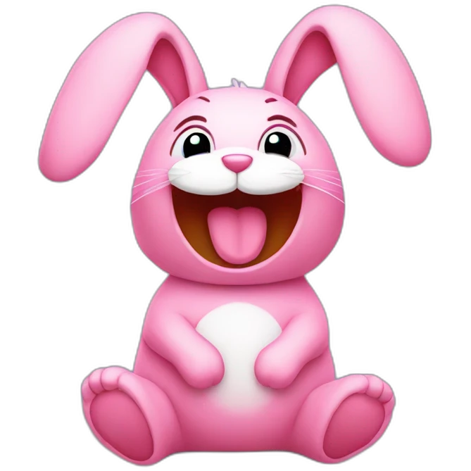pink plush rabbit laughing pose emoji