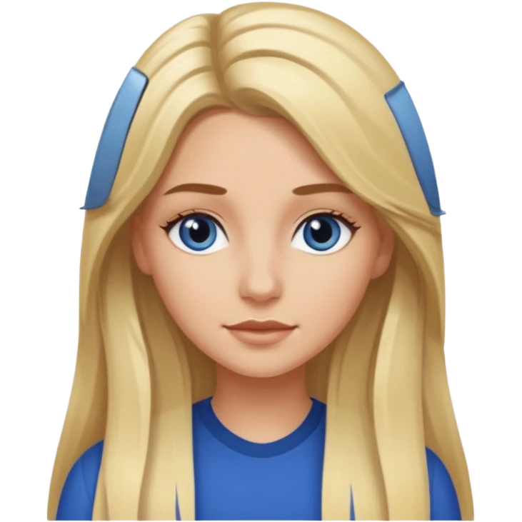 white long blonde hair girl with darker roots in her hair and dark blue eyes that's not really tan but not pale emoji