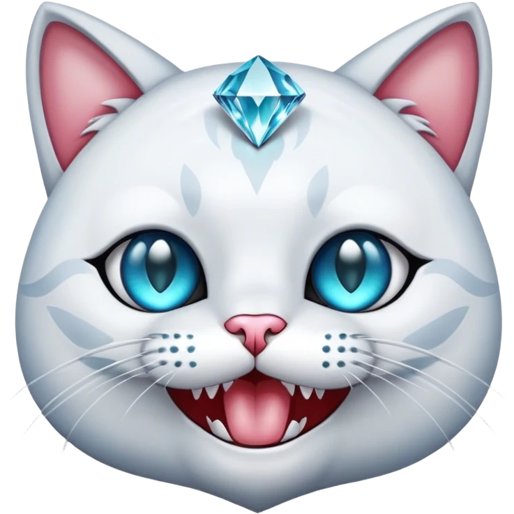 Cat with diamond eyes and teeth emoji