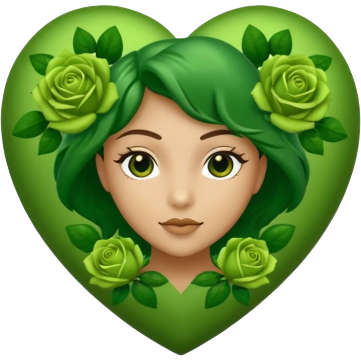 Green Heart with green roses  emoji