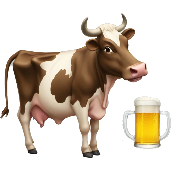 A cow drinking a beer  emoji