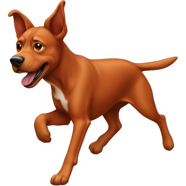 solid red dog with pointed ears running emoji