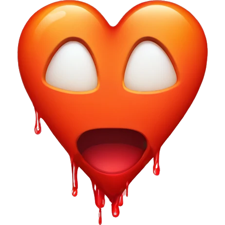 bleeding red heart shape glowing red-orange emoji