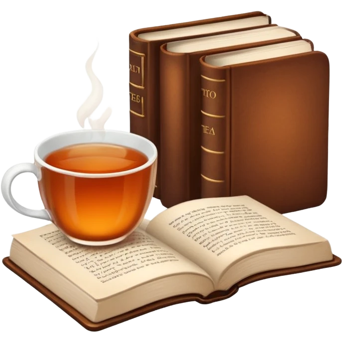 A cup of tea next to a book emoji