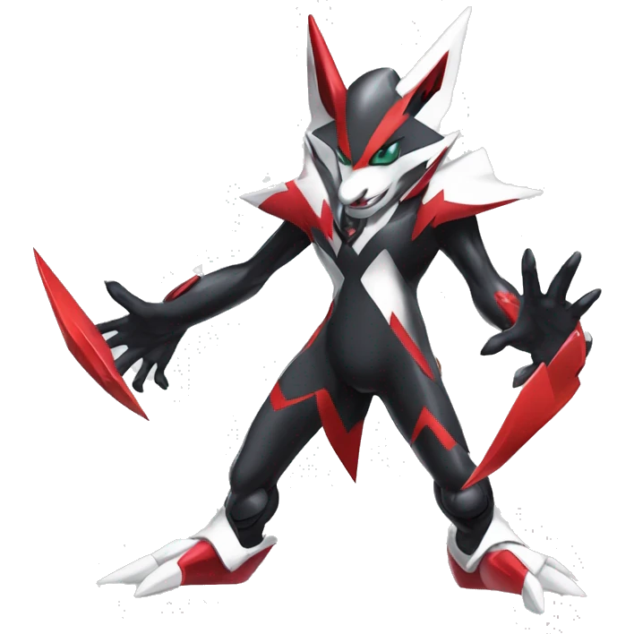  Cool Edgy Futuristic Black White Red Zangoose-Digimon-Medabot-Mecha full body emoji