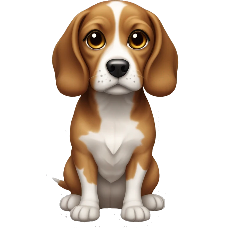 beagle cocker spaniel cross dog with light and dark brown splotches on its body emoji