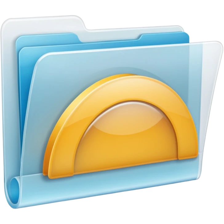 A **simple emoji-style icon** of a **transparent white plastic folder**, minimal and clean, with **rounded corners**, subtle translucency, soft shading, and a **small Concert arena symbol** on the front.
 emoji