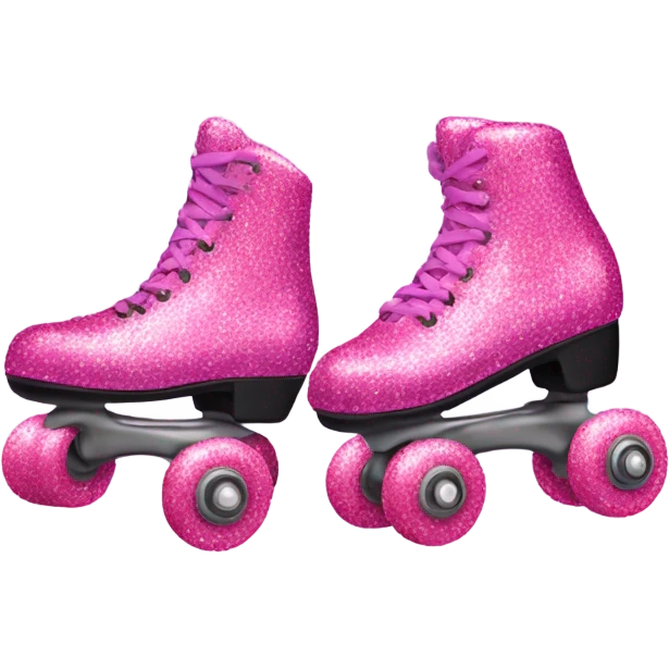 Pink glitter roller skates with hearts  emoji