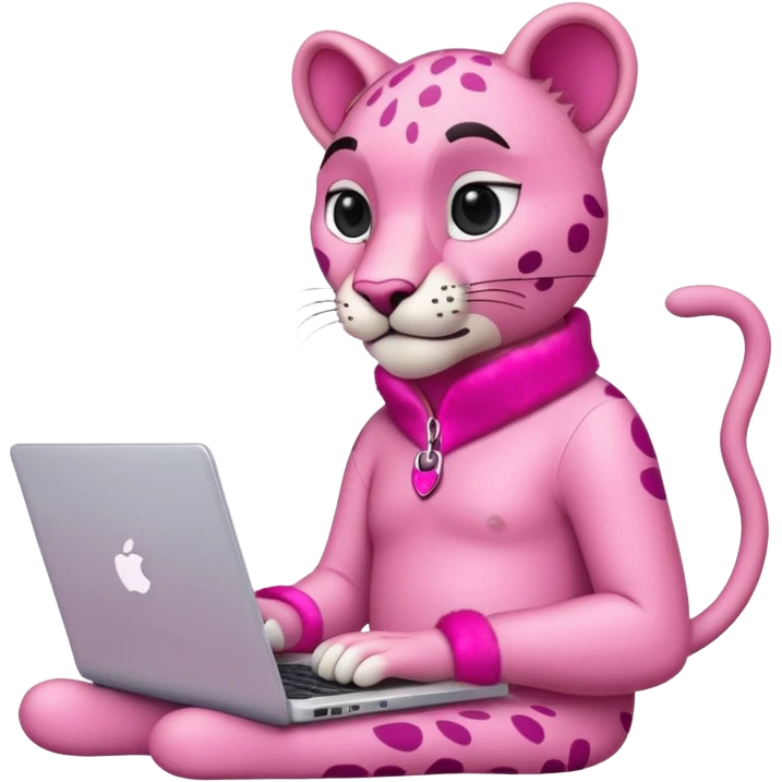 pink panther with a laptop emoji