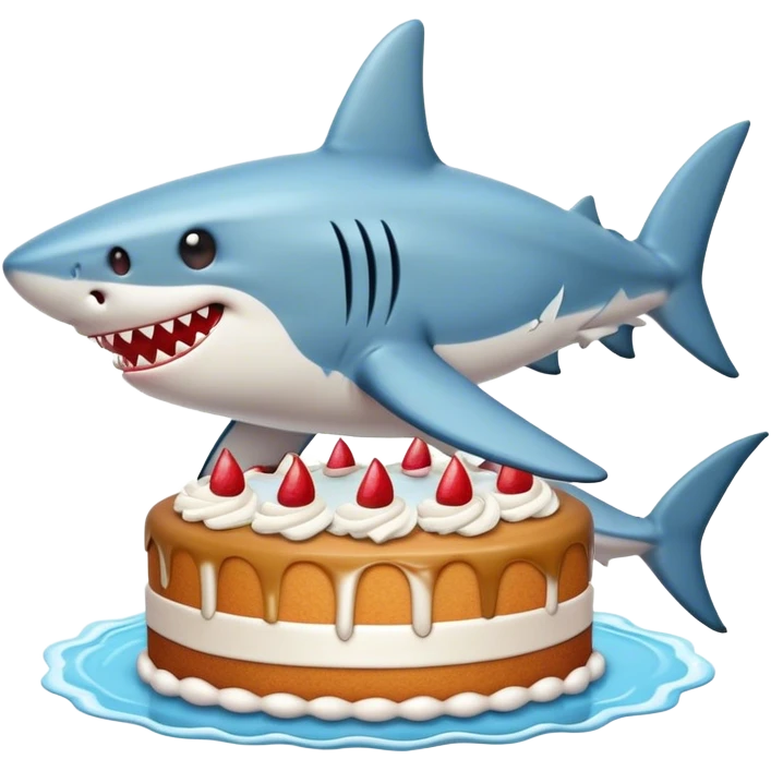 Create a shark emoji with a cake
 emoji