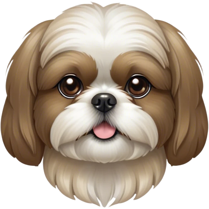 Cinematic Noble Shih Tzu Portrait Emoji, Poised and elegant, with a luxurious, flowing fur in refined muted tones, delicate features and wise, gentle eyes, simplified yet meticulously detailed, glowing with a soft, regal radiance, high shine, exuding quiet dignity and timeless charm, soft glowing outline, capturing the essence of a noble Shih Tzu that epitomizes refined poise! emoji