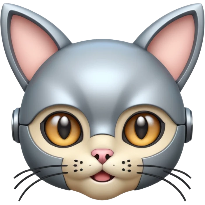 robot looking surprised with cat ears and looks funny emoji