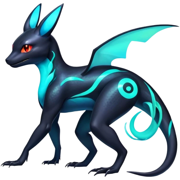 Colorful Neon Exotic Salandit-Aurorus-Umbreon-Fakémon-hybrid-creature (full body)  emoji