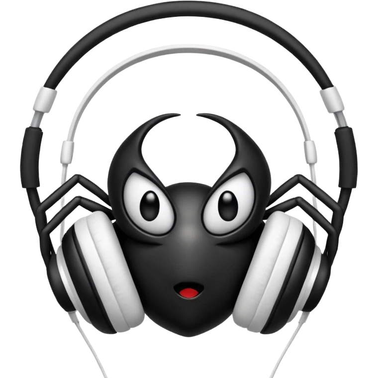 A black spider with white headphones emoji