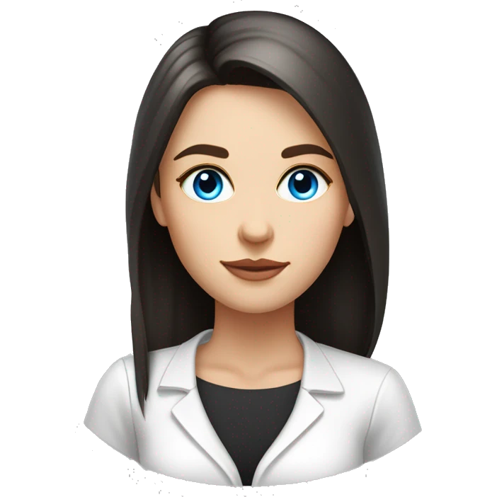 waist-length portrait, Slavic woman with blue eyes, eyes look up, fair skin, straight gradient medium length hair, eyes makeup, dressed in white T-shirt and office black jacket, one side of hair is tucked behind the ear emoji
