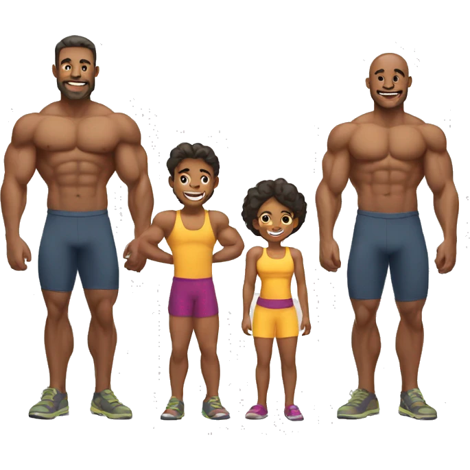 happy muscular family emoji