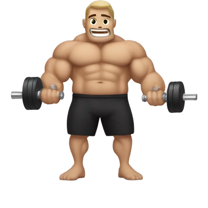 man with very big biceps with dumbell emoji
