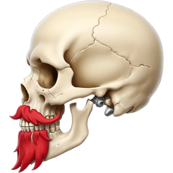 detailed human skull with red mustache and beard side view emoji