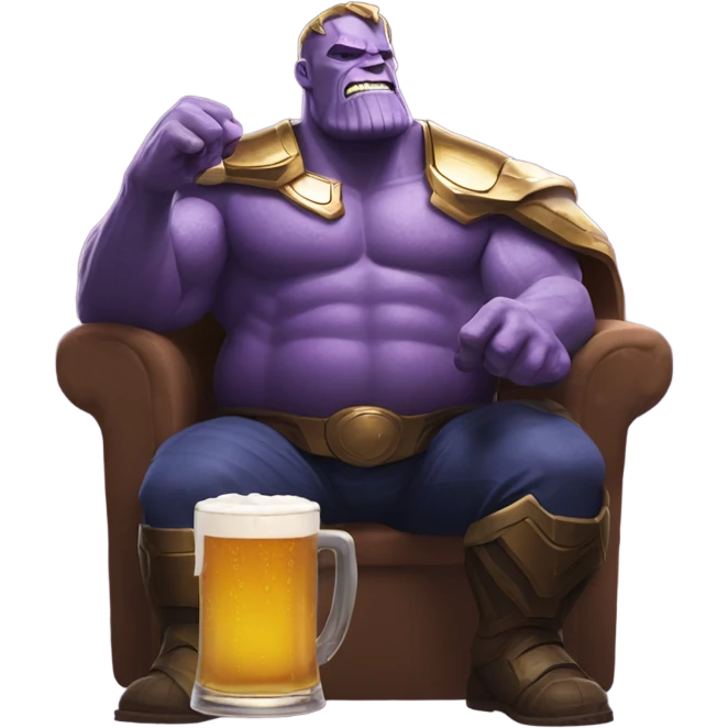 Overweight thanos drinking beer emoji
