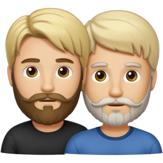 Man with a beard and long hair gathered with another short-haired blond man emoji