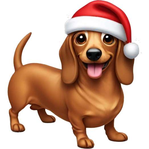 wiener dog with Santa hat emoji