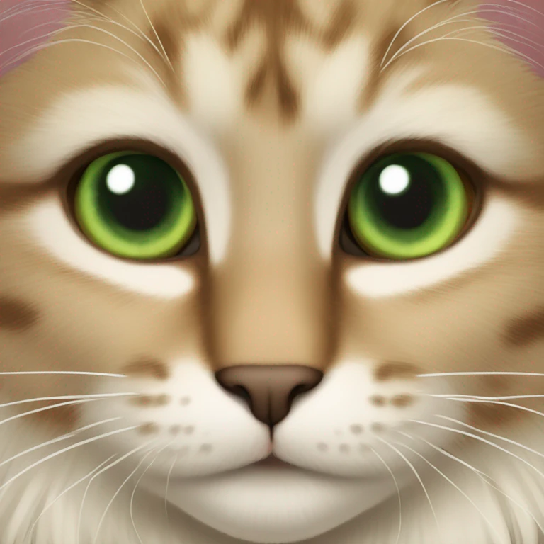 norvegian cat green eyes, hairy brown and blond emoji