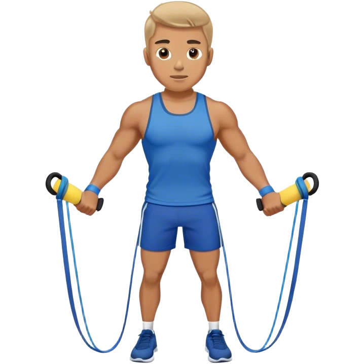 fit man with blue shorts resistance bands exercises emoji