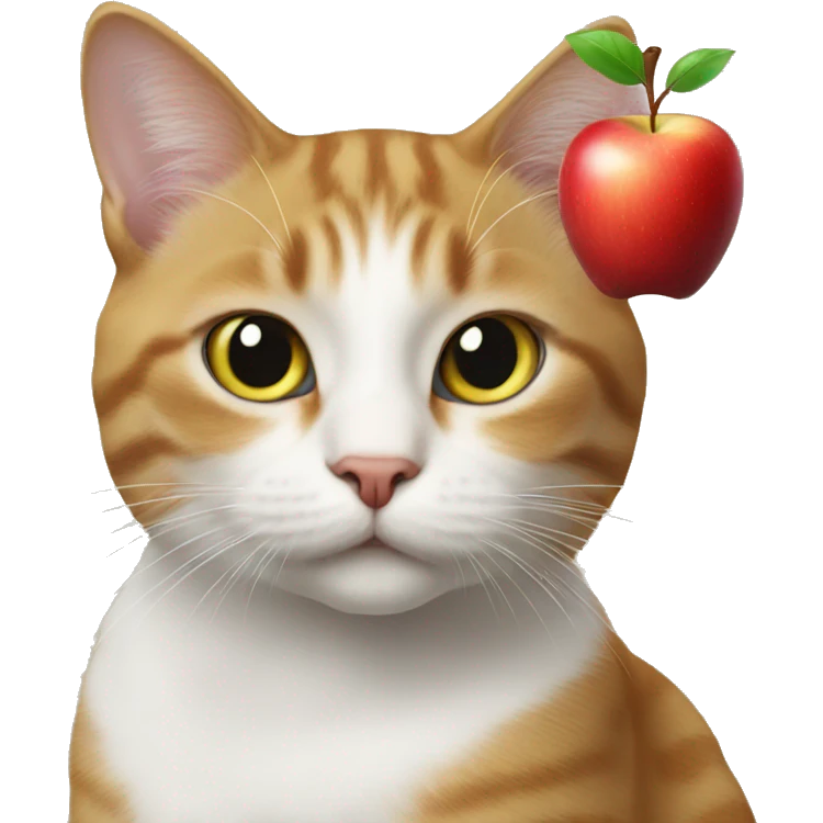 Cat with apple emoji