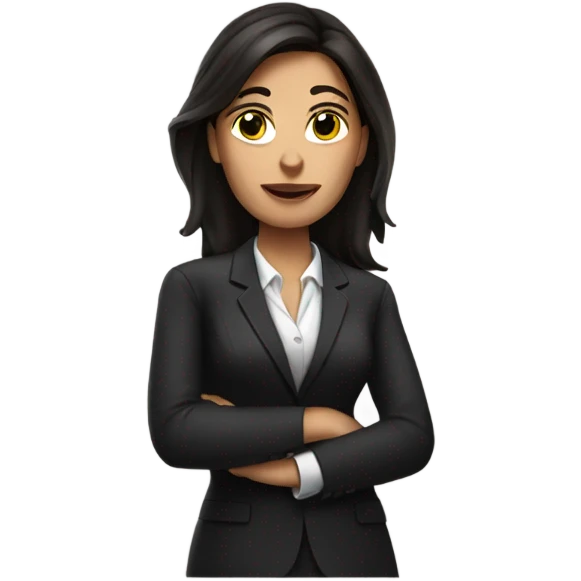 female brunette lawyer with a black cat emoji