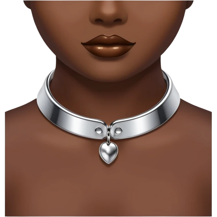 luxury fetish collar, silver chrome, smooth rounded metal, dominant erotic mood emoji