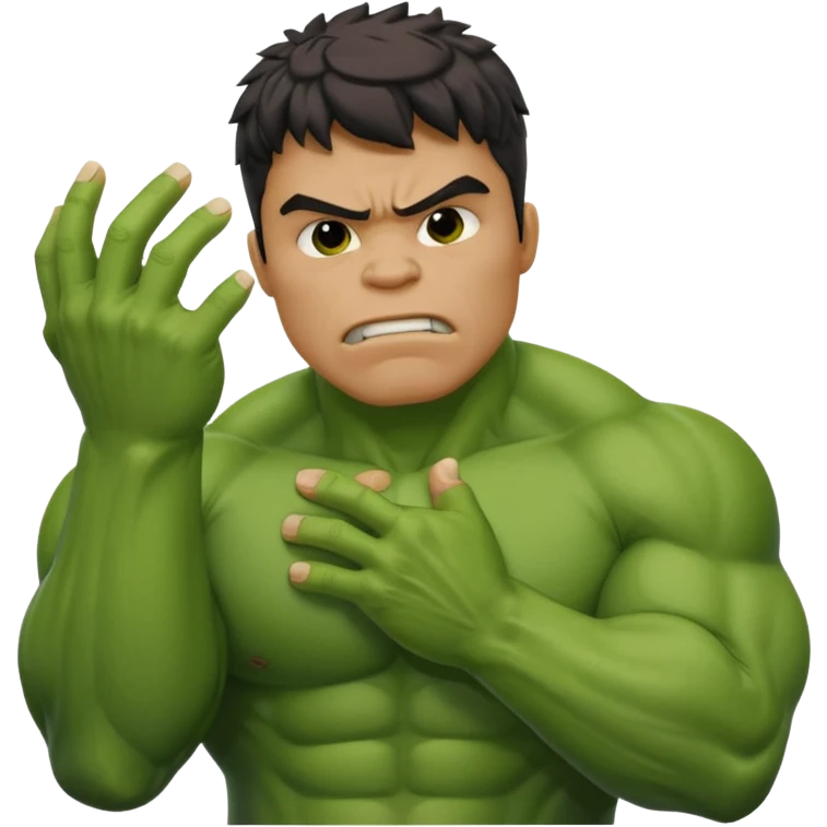 Create a man in a Hulk costume with a face palm emoji