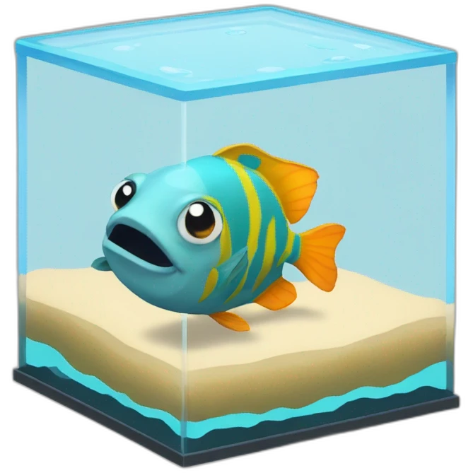 Cube fish tank no fish emoji