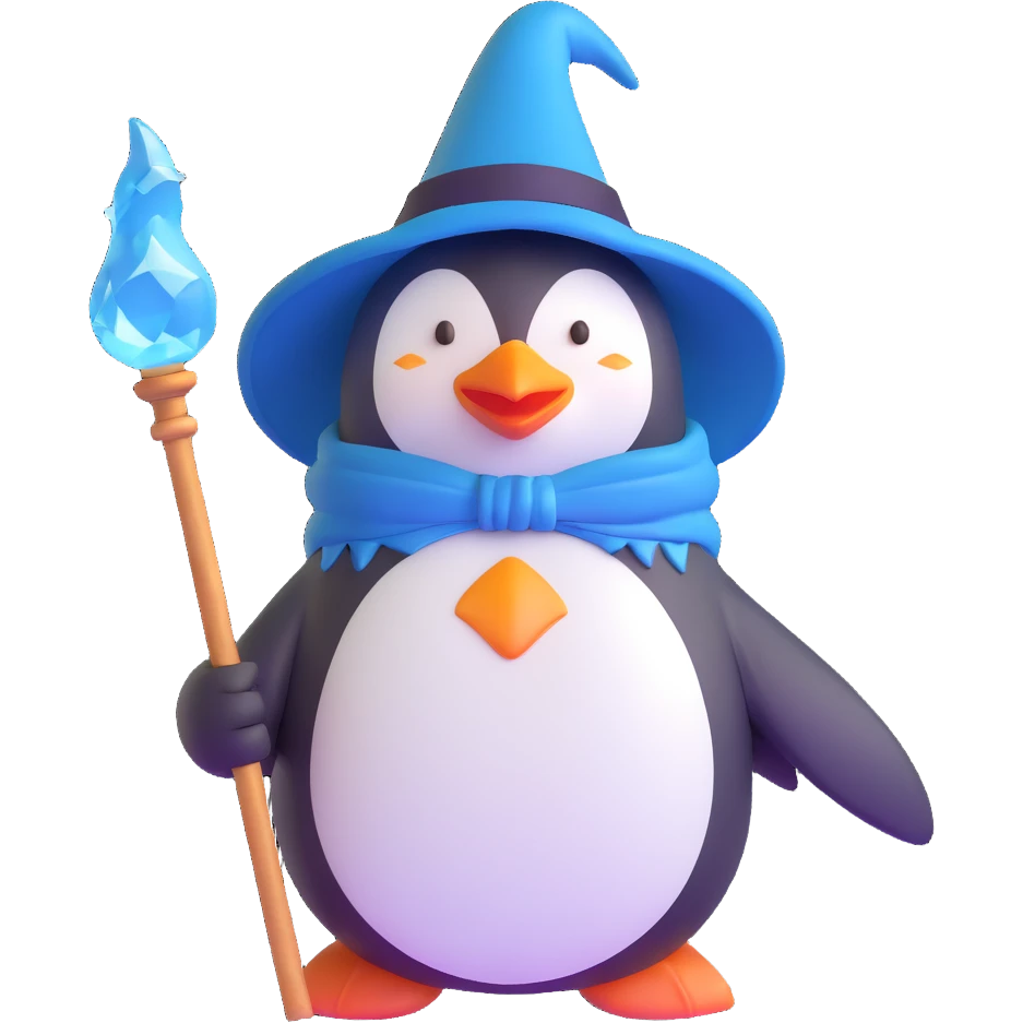 penguin wizard with ice magic powers emoji