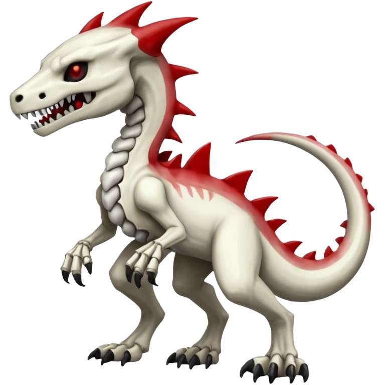 Shiny White Evil Glowing Eldritch Skeletal Creepy Edgy Badass Cool Marowak-Boneknapper-Salandit-Duskull-Darkdramon-fusion with bloody red markings emoji