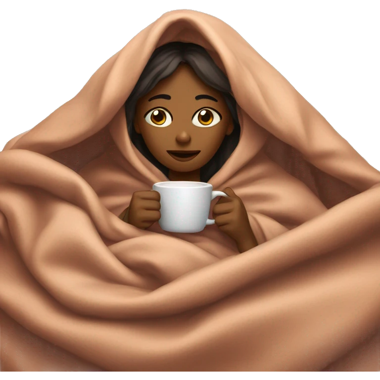 girl inside a blanket sipping coffee eyes closed emoji