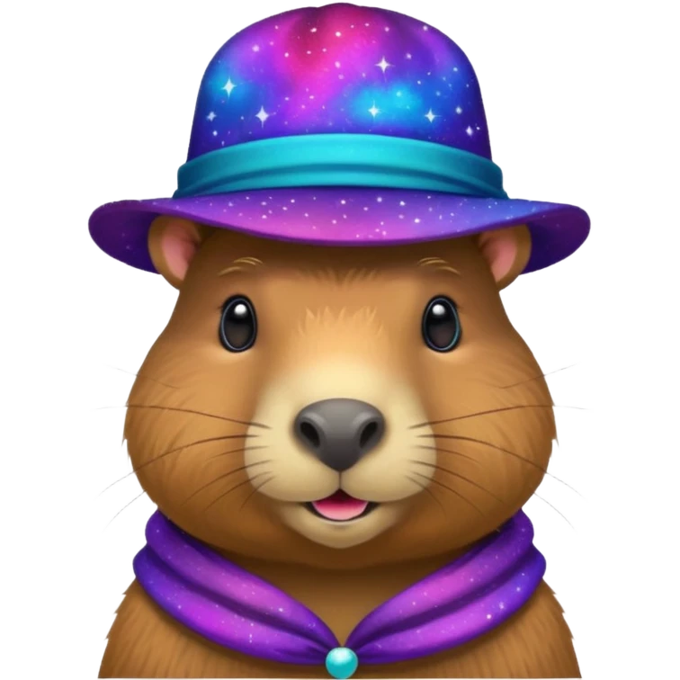 A Galaxy capybara with a hat emoji