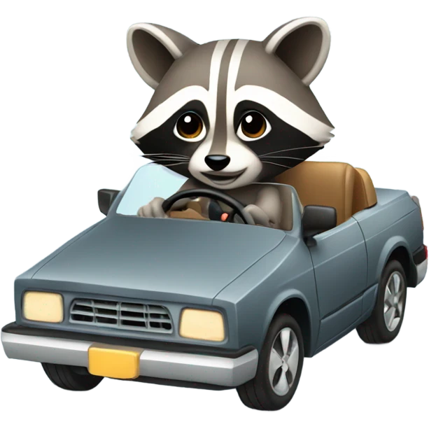 Raccoon driving car emoji